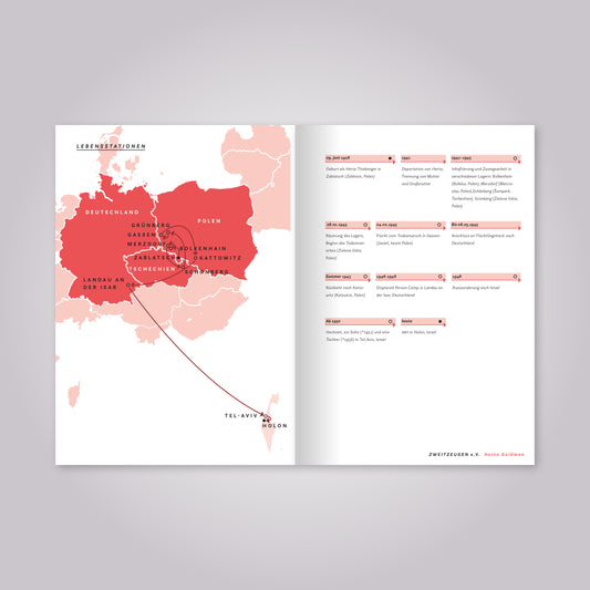 Aufgeschlagenes Magazin: Lebensstationen von Herta Goldman