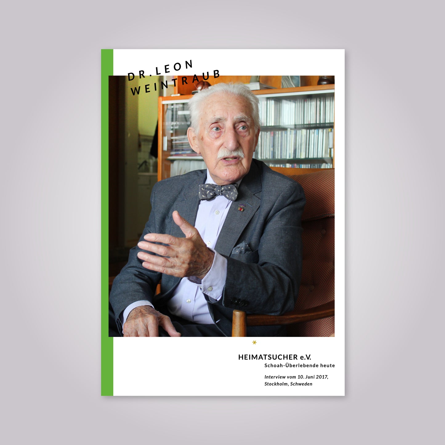 Magazin-Cover: Ein alter Mann mit weißen Haaren und einem Schnurrbart trägt einen Anzug und Fliege.